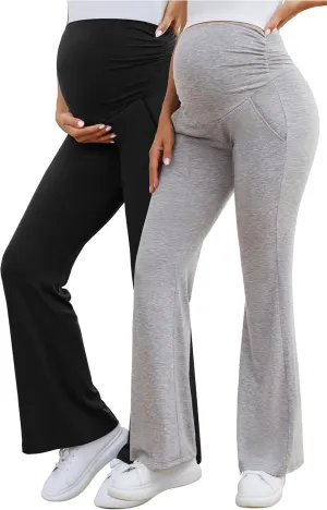 PACBREEZE Women's Maternity Pants Lounge Workout Joggers Over The Belly Pajama Sweatpants Stretchy Pregnancy Pants