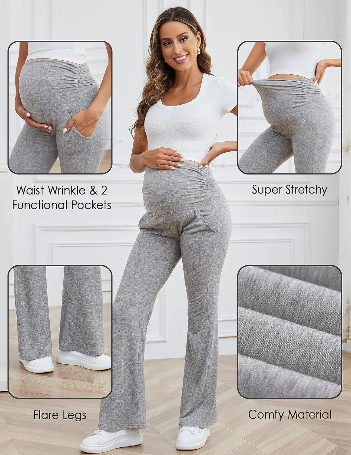 PACBREEZE Women's Maternity Pants Lounge Workout Joggers Over The Belly Pajama Sweatpants Stretchy Pregnancy Pants