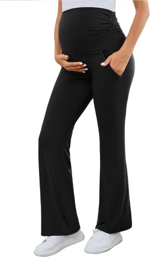 PACBREEZE Women's Maternity Pants Lounge Workout Joggers Over The Belly Pajama Sweatpants Stretchy Pregnancy Pants