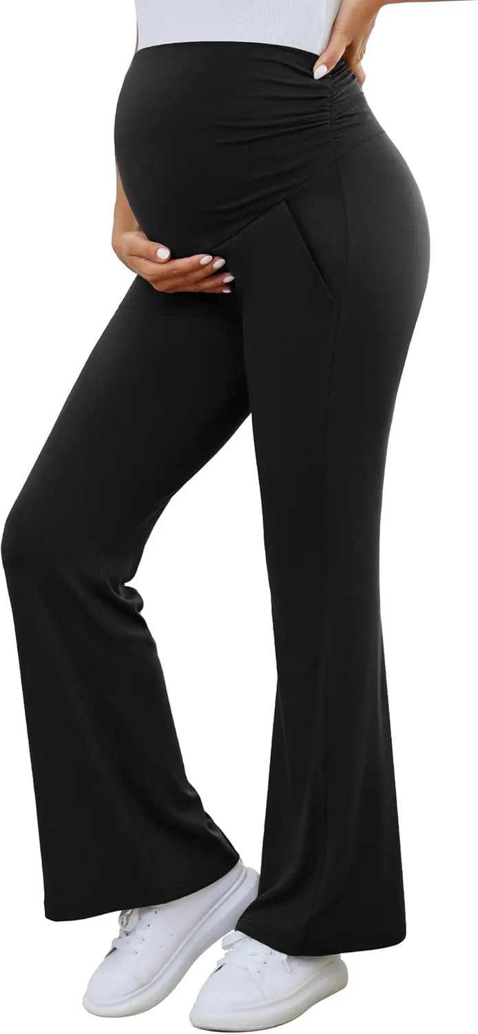 PACBREEZE Women's Maternity Pants Lounge Workout Joggers Over The Belly Pajama Sweatpants Stretchy Pregnancy Pants