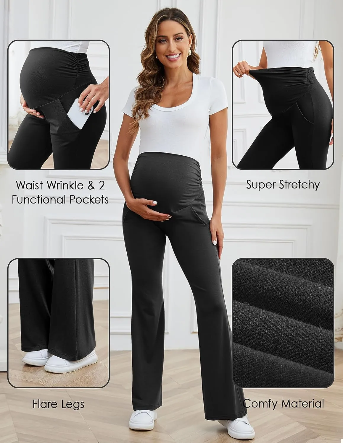 PACBREEZE Women's Maternity Pants Lounge Workout Joggers Over The Belly Pajama Sweatpants Stretchy Pregnancy Pants