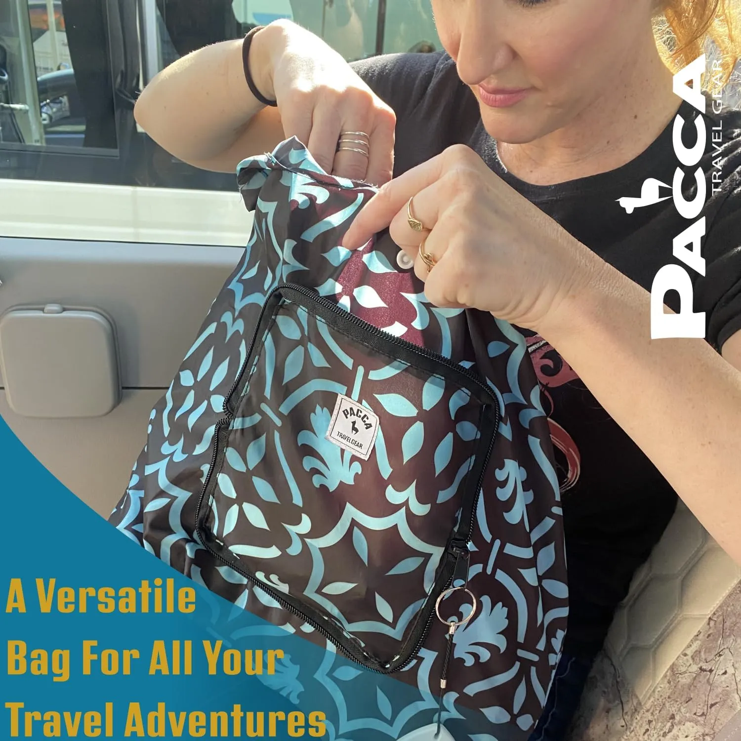 Pacca Packable Travel Tote for Women | Small Foldable, Reusable Shoulder Bag for Beach, Grocery, Shopping, Cruise, Resort