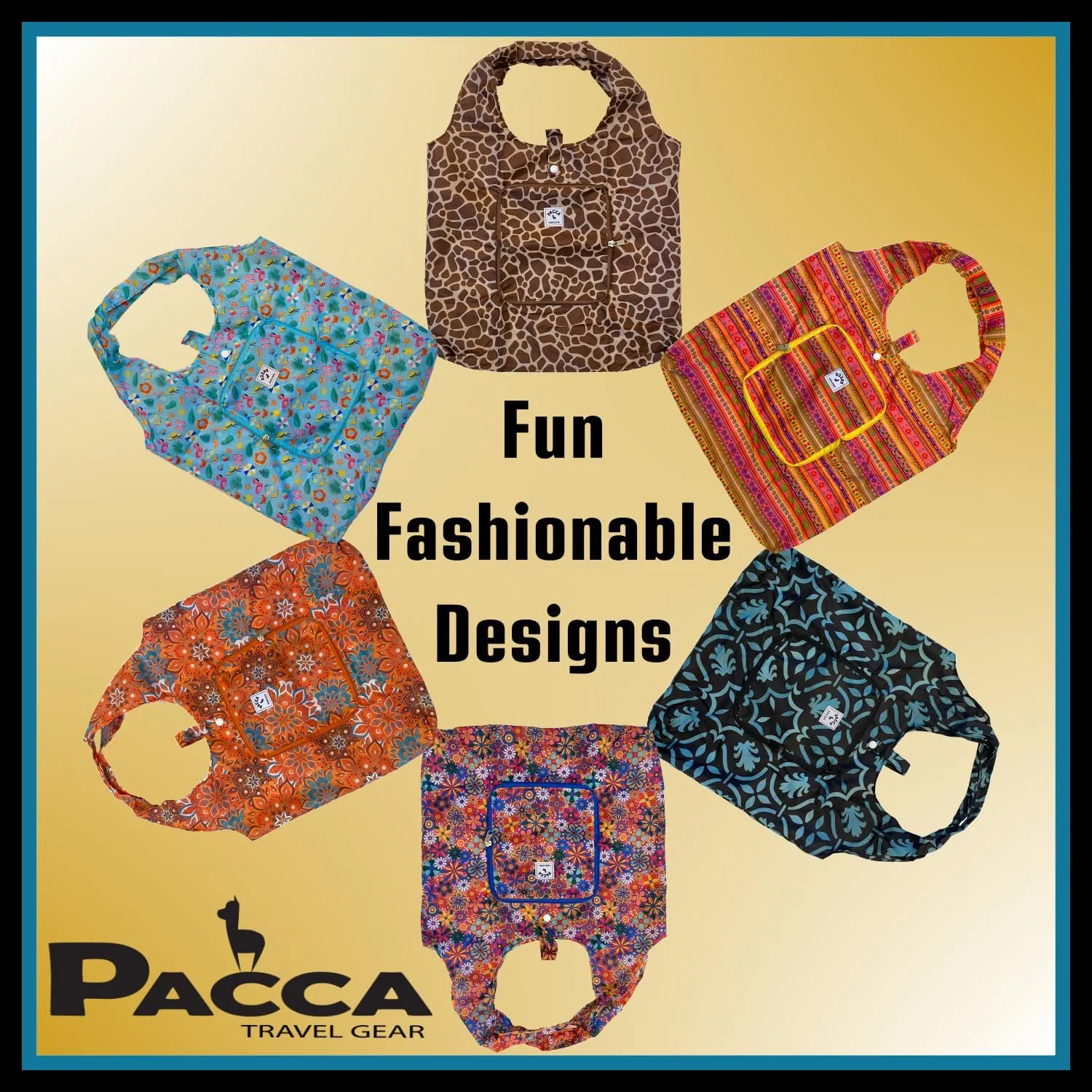 Pacca Packable Travel Tote for Women | Small Foldable, Reusable Shoulder Bag for Beach, Grocery, Shopping, Cruise, Resort