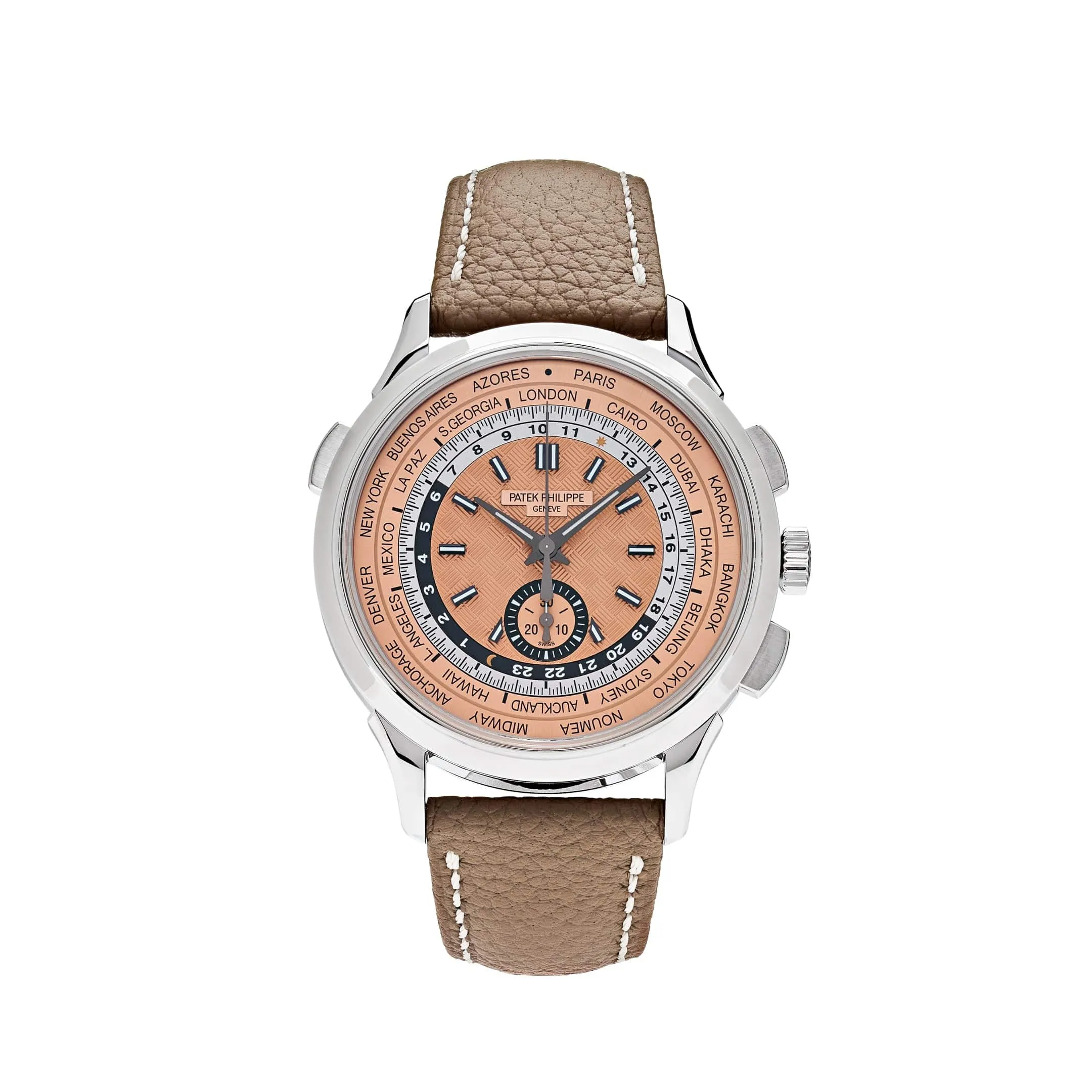 Patek Philippe Complications 5935A-001 World Time Chronograph Steel Opaline Carbon Motif Dial