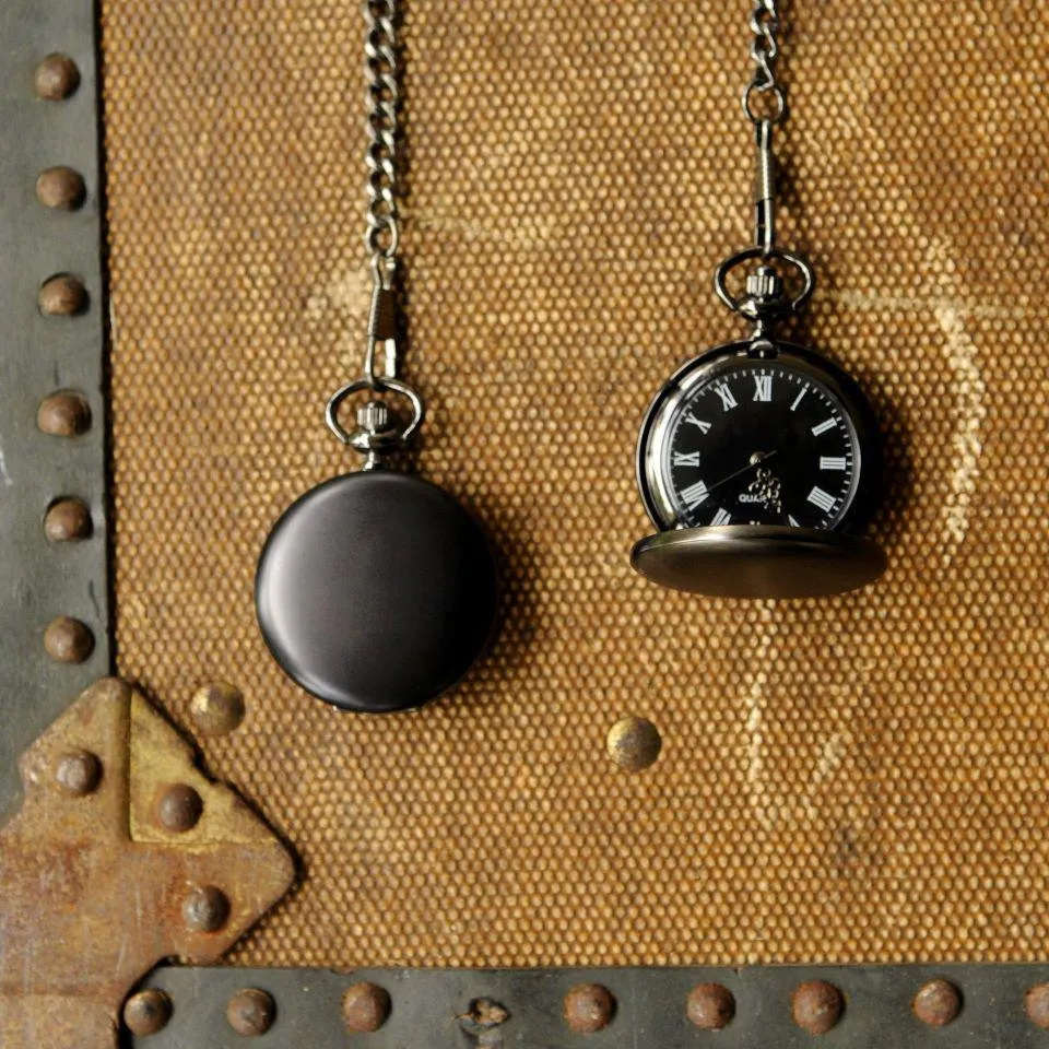 Personalized Midnight Black Pocket Watch - 1.5"