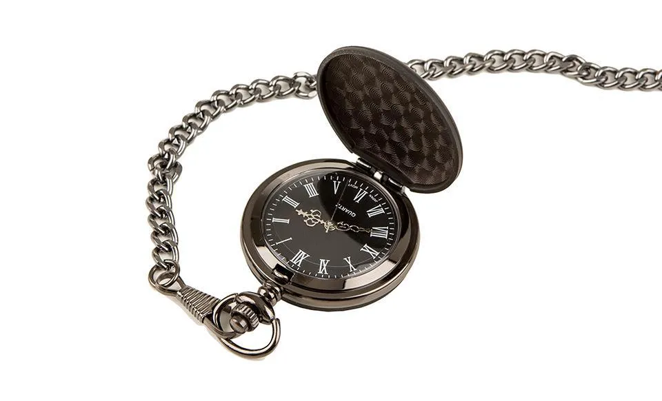 Personalized Midnight Black Pocket Watch - 1.5"