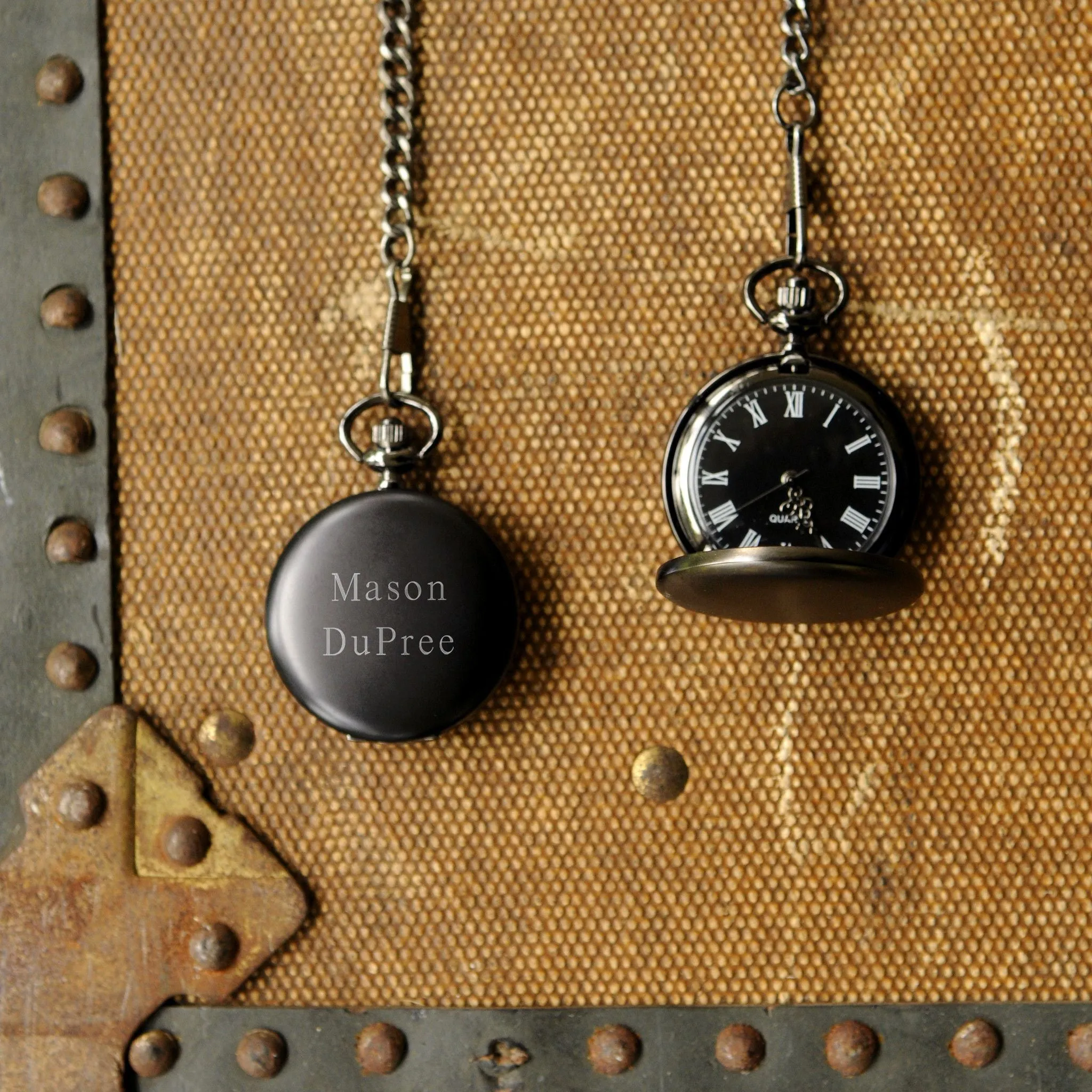 Personalized Midnight Black Pocket Watch - 1.5"