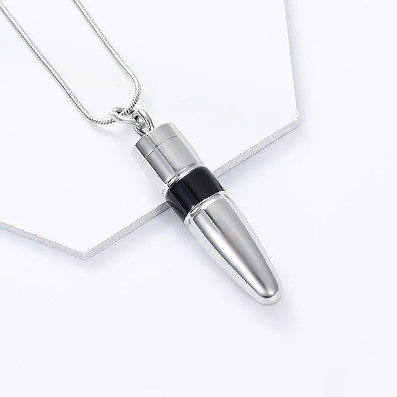 Personalized Stainless Steel Bullet Urn Necklace Keepsake Memorial Ashes Urn Necklaces for Dad Mom Forever Memorial Cremation Ash Jewelry