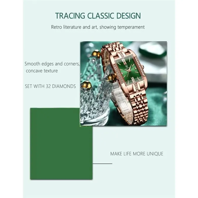 PetiteLuxe Slim Luminous Stainless Steel Quartz Watch