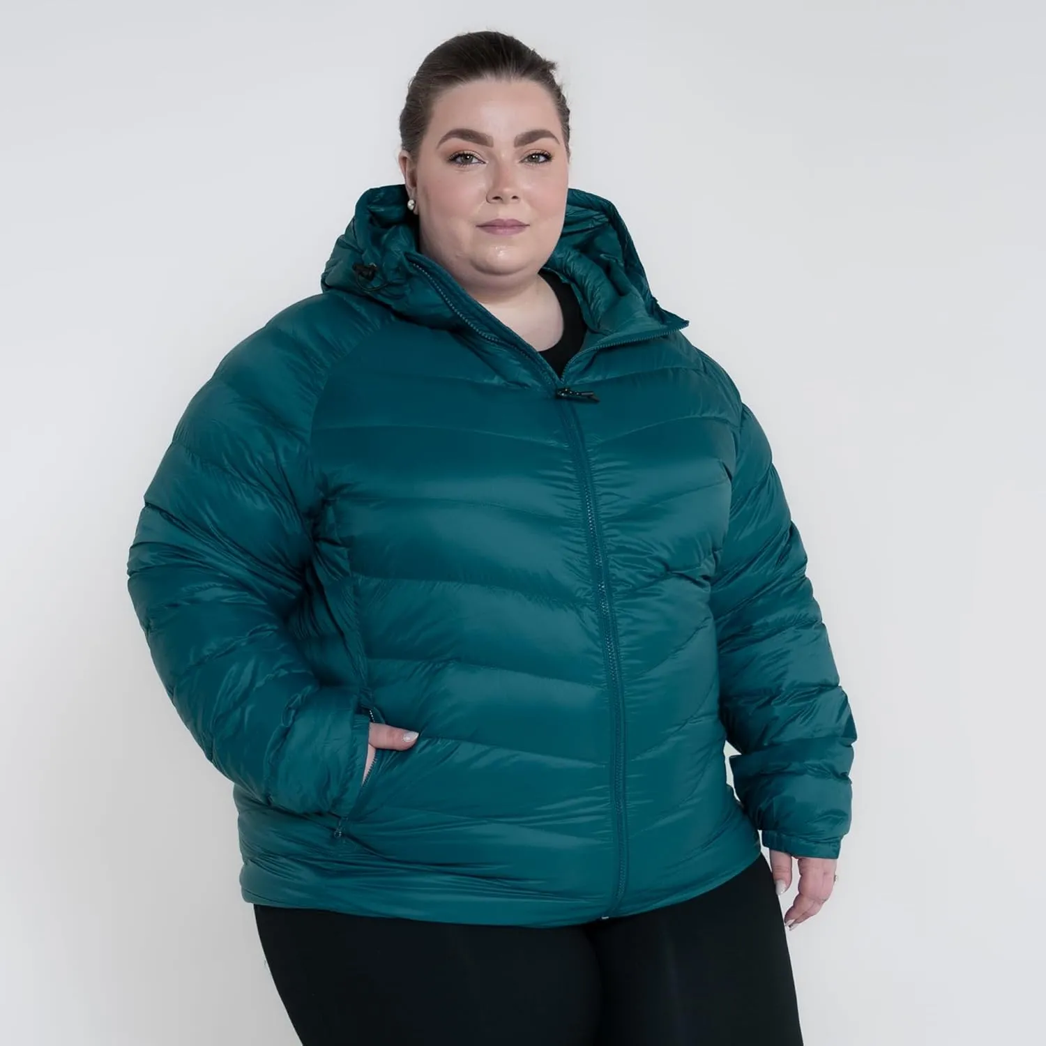 Plus Size 1X-6X Packable Down Jacket Hooded Coat