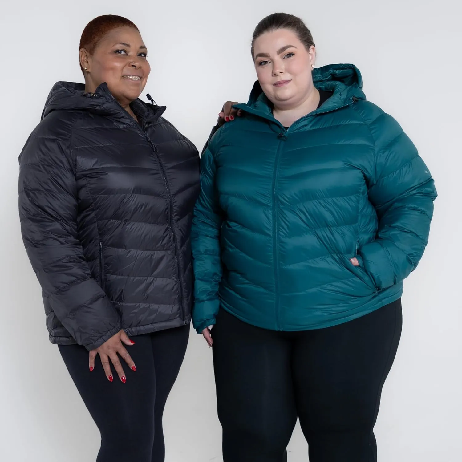 Plus Size 1X-6X Packable Down Jacket Hooded Coat