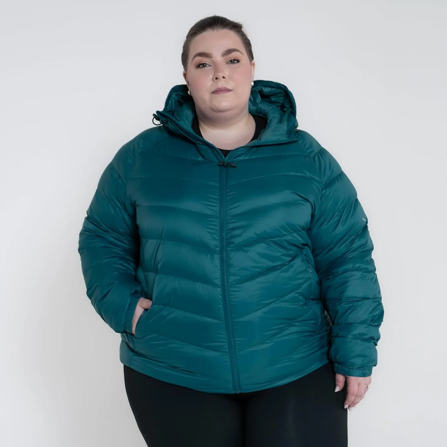 Plus Size 1X-6X Packable Down Jacket Hooded Coat