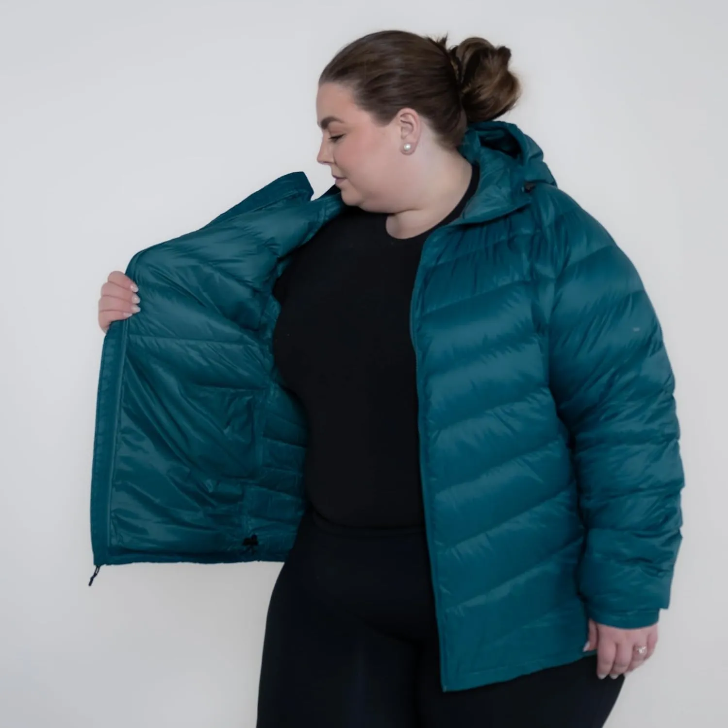 Plus Size 1X-6X Packable Down Jacket Hooded Coat