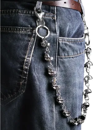 Pocket Chain - Unisex Punk Skull Biker Pant Trouser Jean Wallet Chain (23.62'') Silver