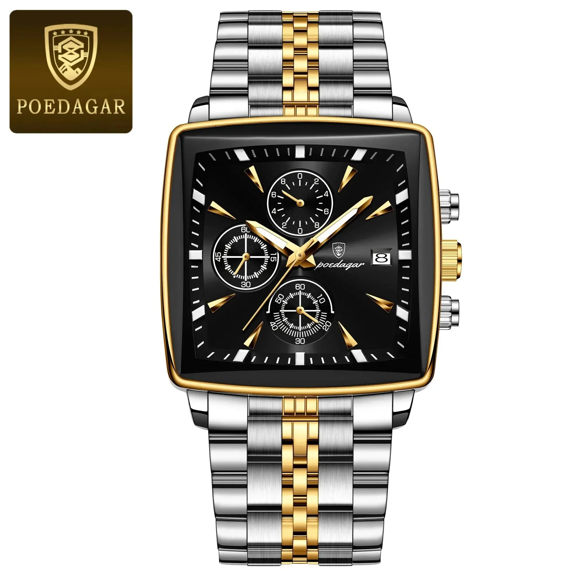 POEDAGAR Luxury Square Sport watch
