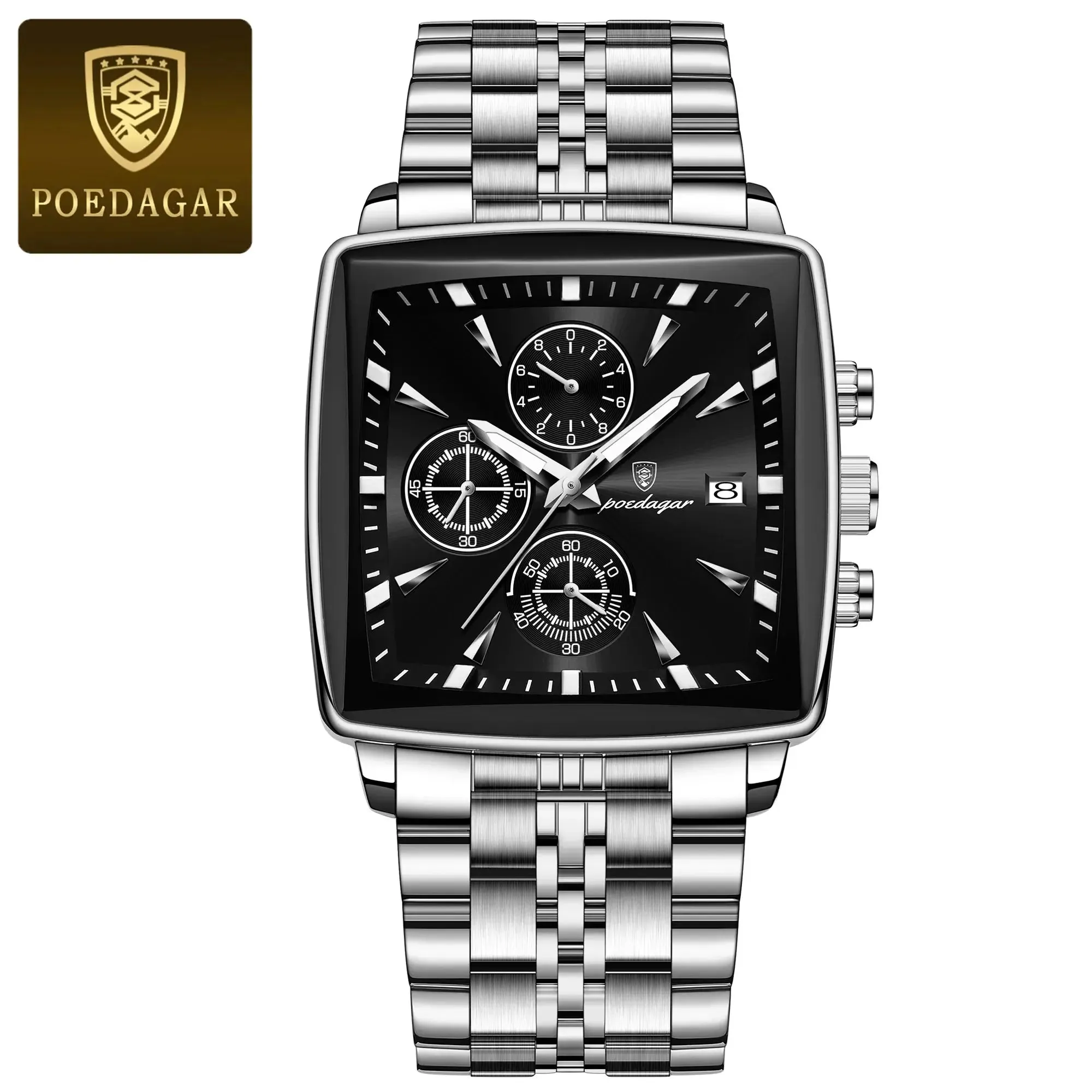 POEDAGAR Luxury Square Sport watch