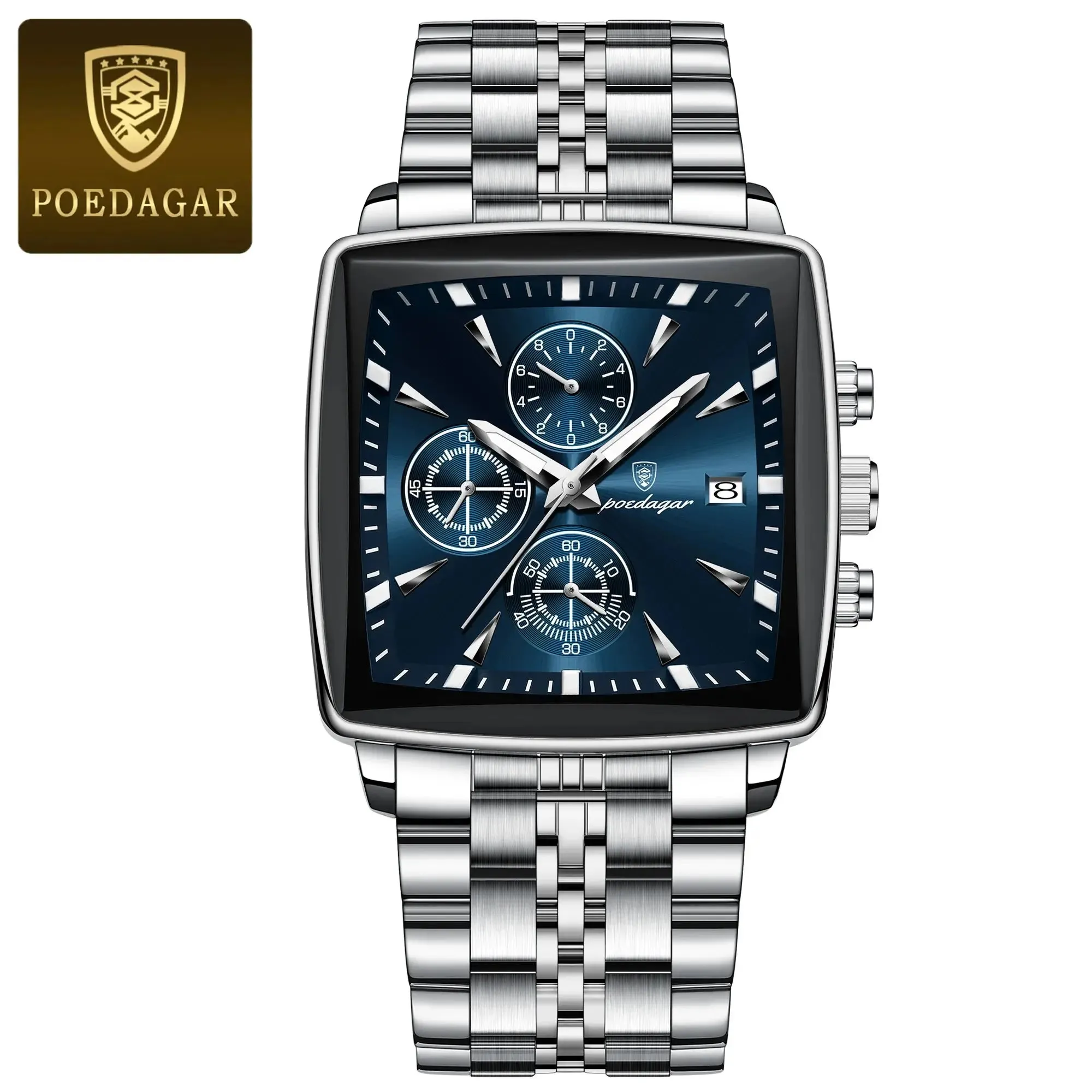 POEDAGAR Luxury Square Sport watch