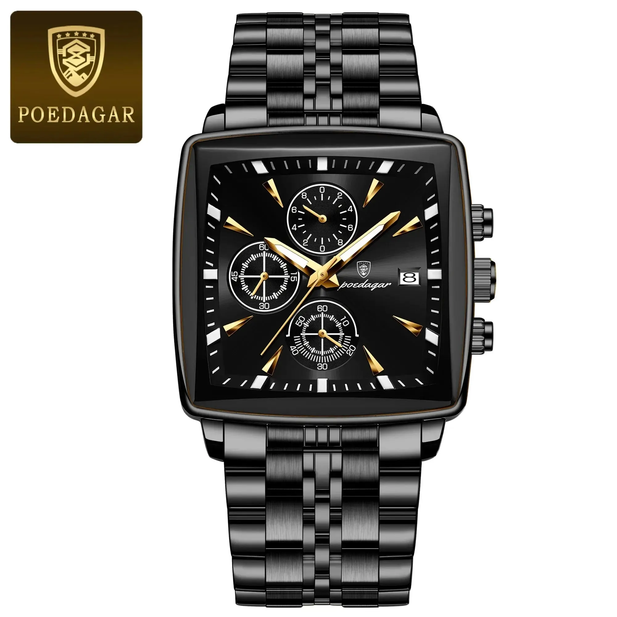 POEDAGAR Luxury Square Sport watch