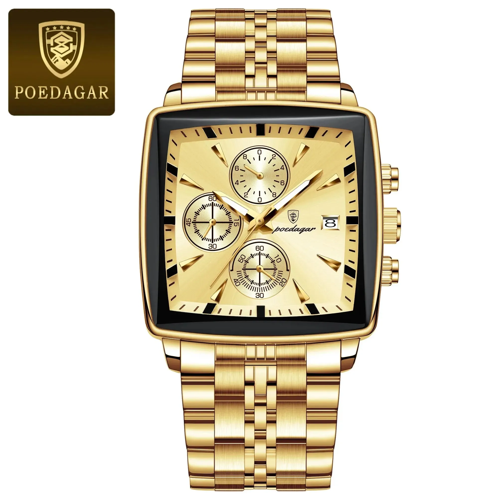 POEDAGAR Luxury Square Sport watch