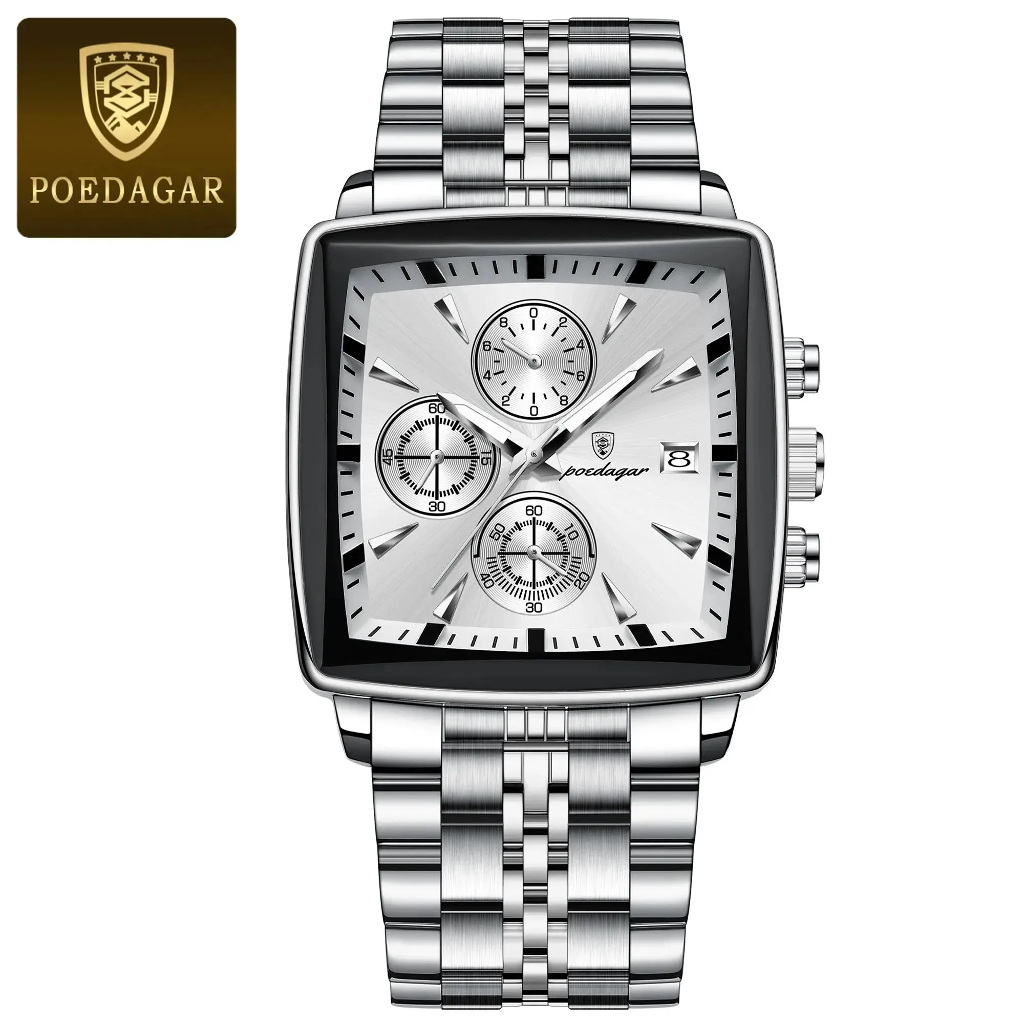 POEDAGAR Luxury Square Sport watch
