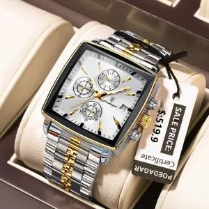 POEDAGAR Luxury Square Sport watch