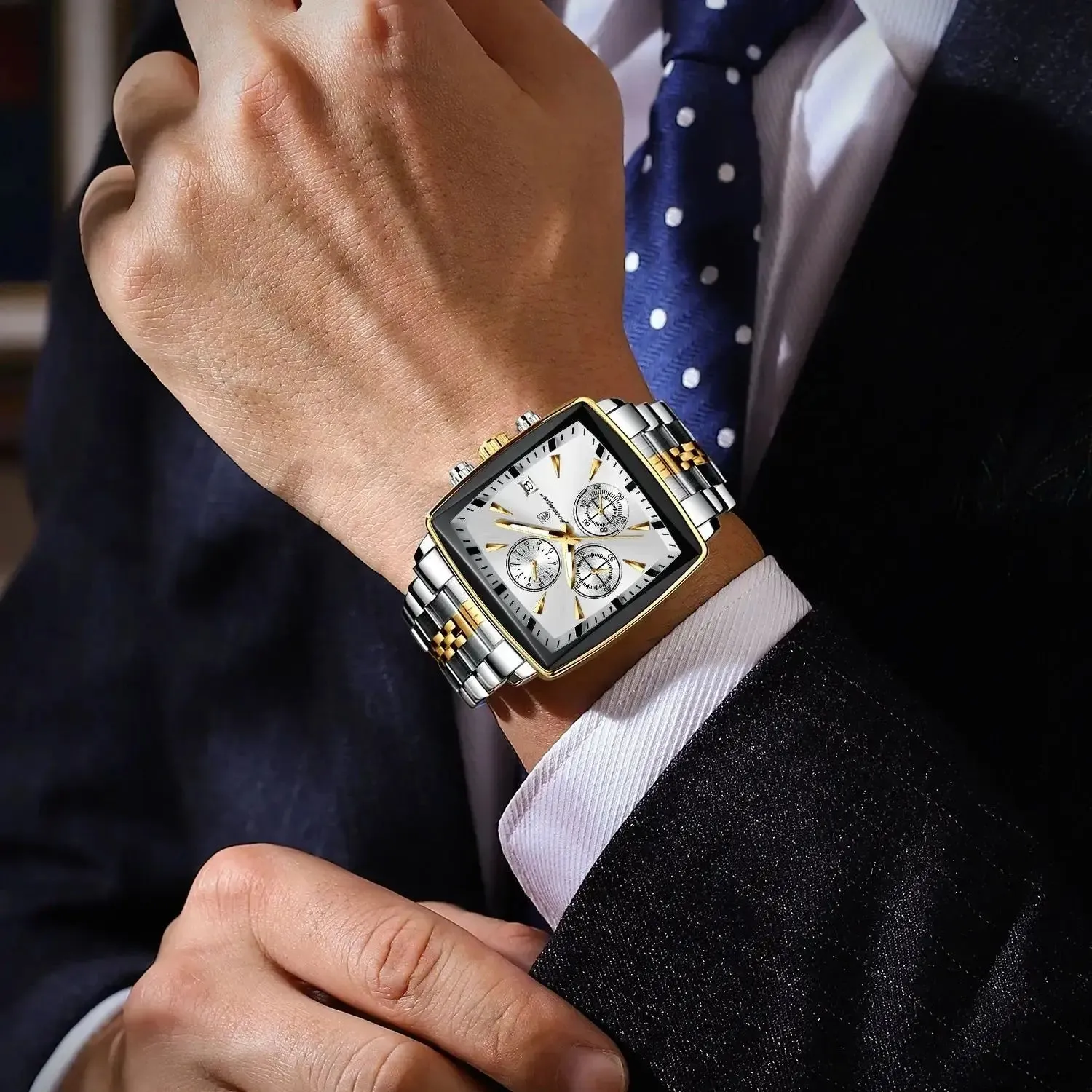 POEDAGAR Luxury Square Sport watch