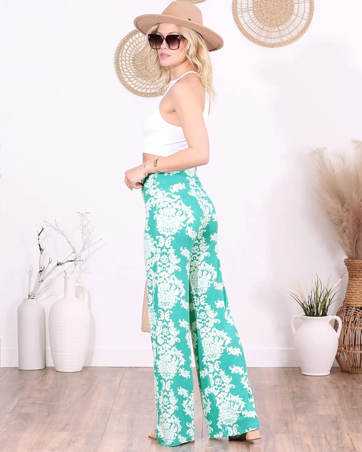 Popana Palazzo Pants for Women Casual Summer Wide Leg Beach Pants Plus Size Made in USA