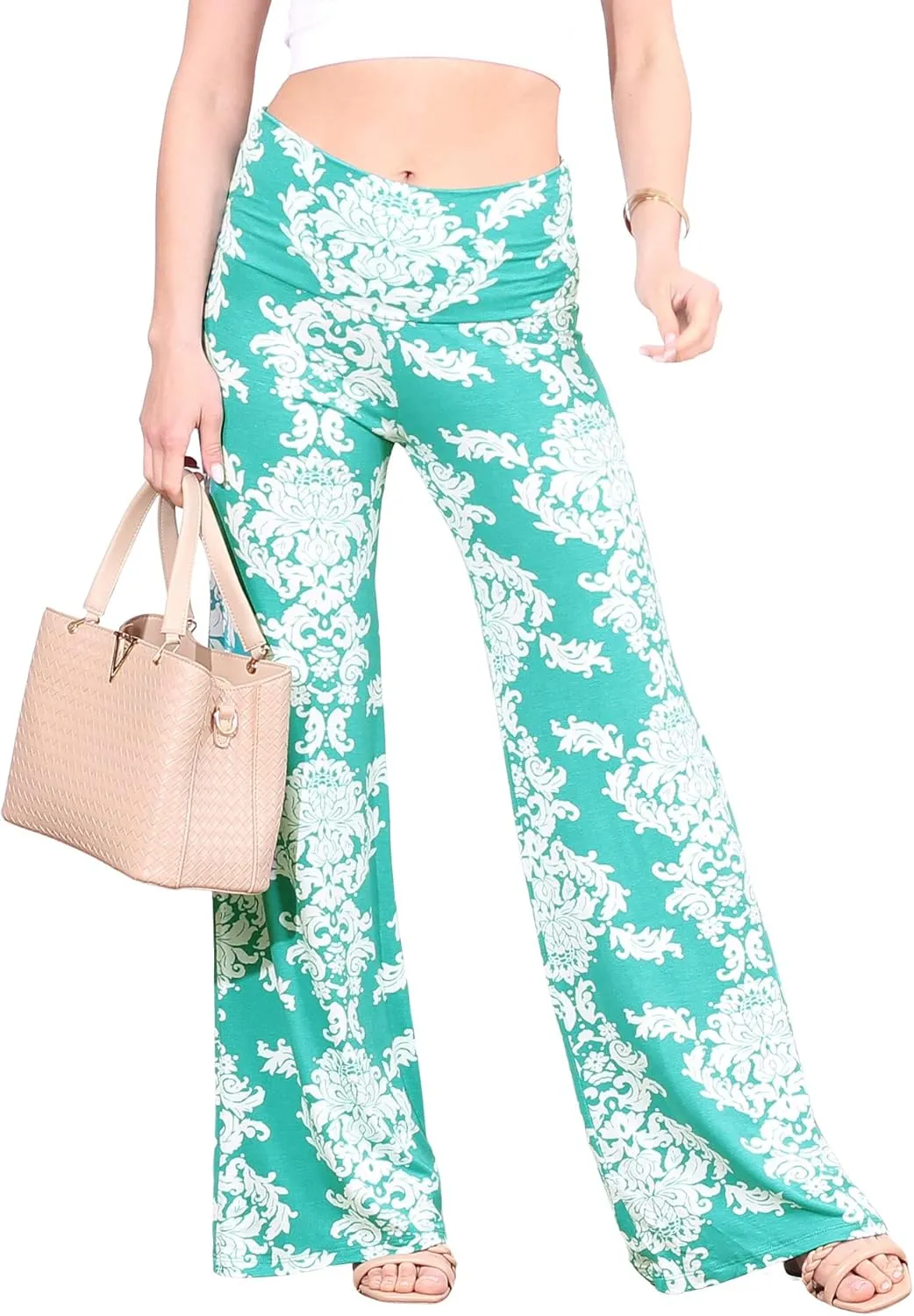 Popana Palazzo Pants for Women Casual Summer Wide Leg Beach Pants Plus Size Made in USA