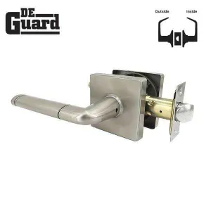 Premium Contemporary Lever Set Lock - Square Rose -Bright Satin Nickel - Passage - Grade 3