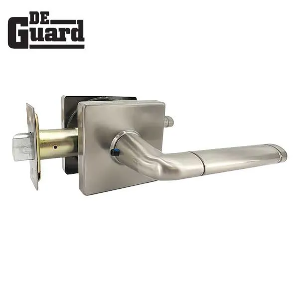 Premium Contemporary Lever Set Lock - Square Rose -Bright Satin Nickel - Passage - Grade 3