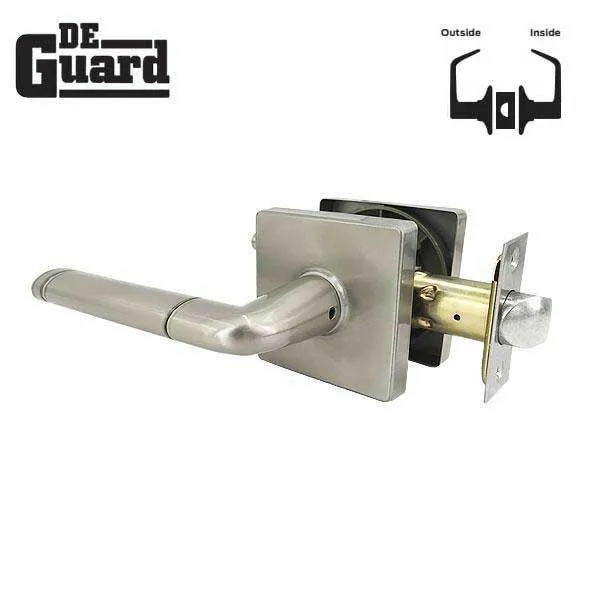 Premium Contemporary Lever Set Lock - Square Rose -Bright Satin Nickel - Passage - Grade 3