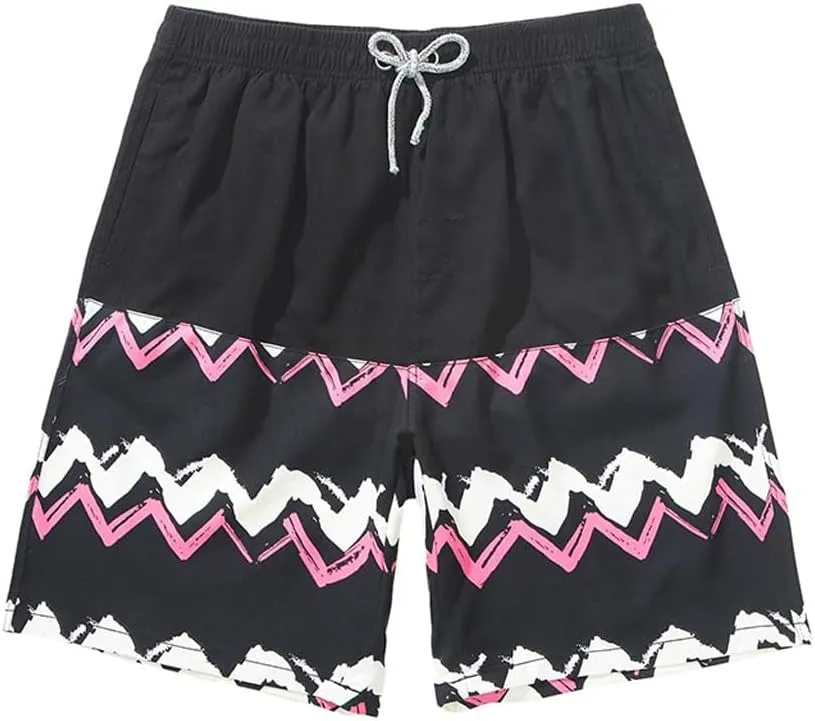 Printed Vacation Beach Pants, Men's Quick Drying Loose Swimming Hot Spring Shorts, Flat Angle Swimming Pants