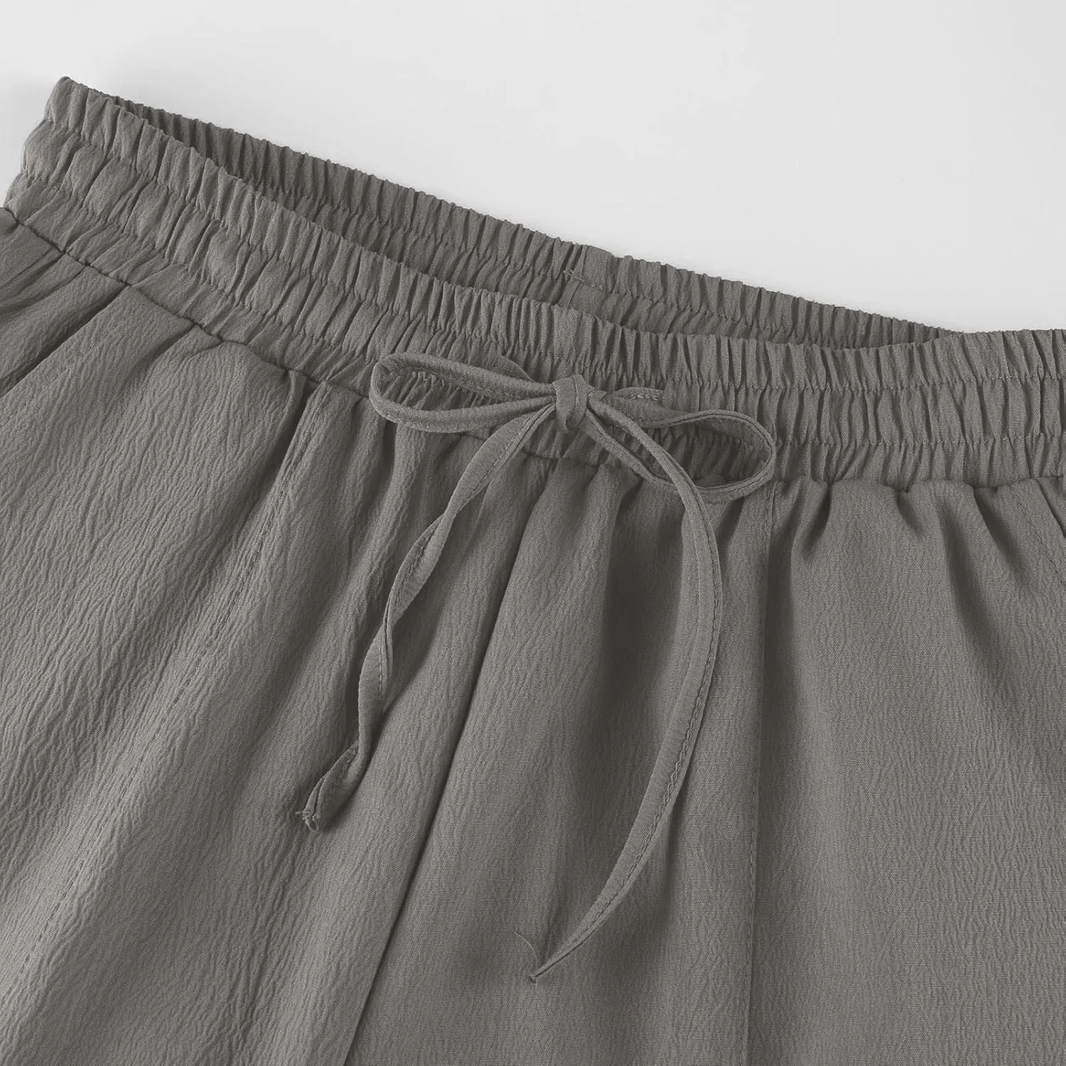 PTOLOCIF Womens Casual Linen Pants High Waisted Wide Leg Palazzo Pant Drawstring Casual Loose Pants Trousers with Pockets
