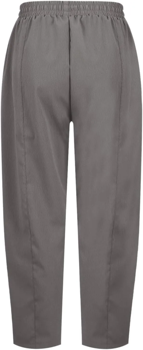 PTOLOCIF Womens Casual Linen Pants High Waisted Wide Leg Palazzo Pant Drawstring Casual Loose Pants Trousers with Pockets