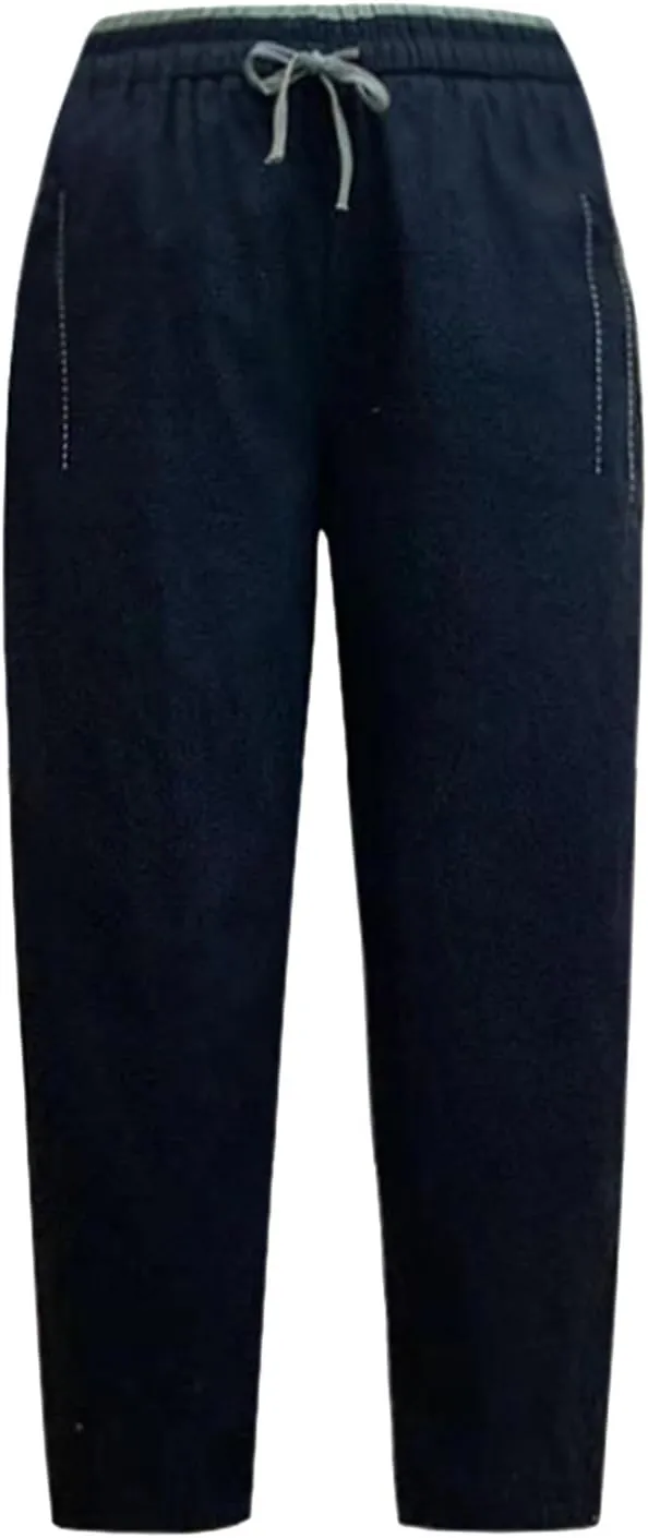 PTOLOCIF Womens Casual Linen Pants Wide Straight Leg Pants Baggy Elastic Waist Pant Summer Loose Fit Trousers with Pockets