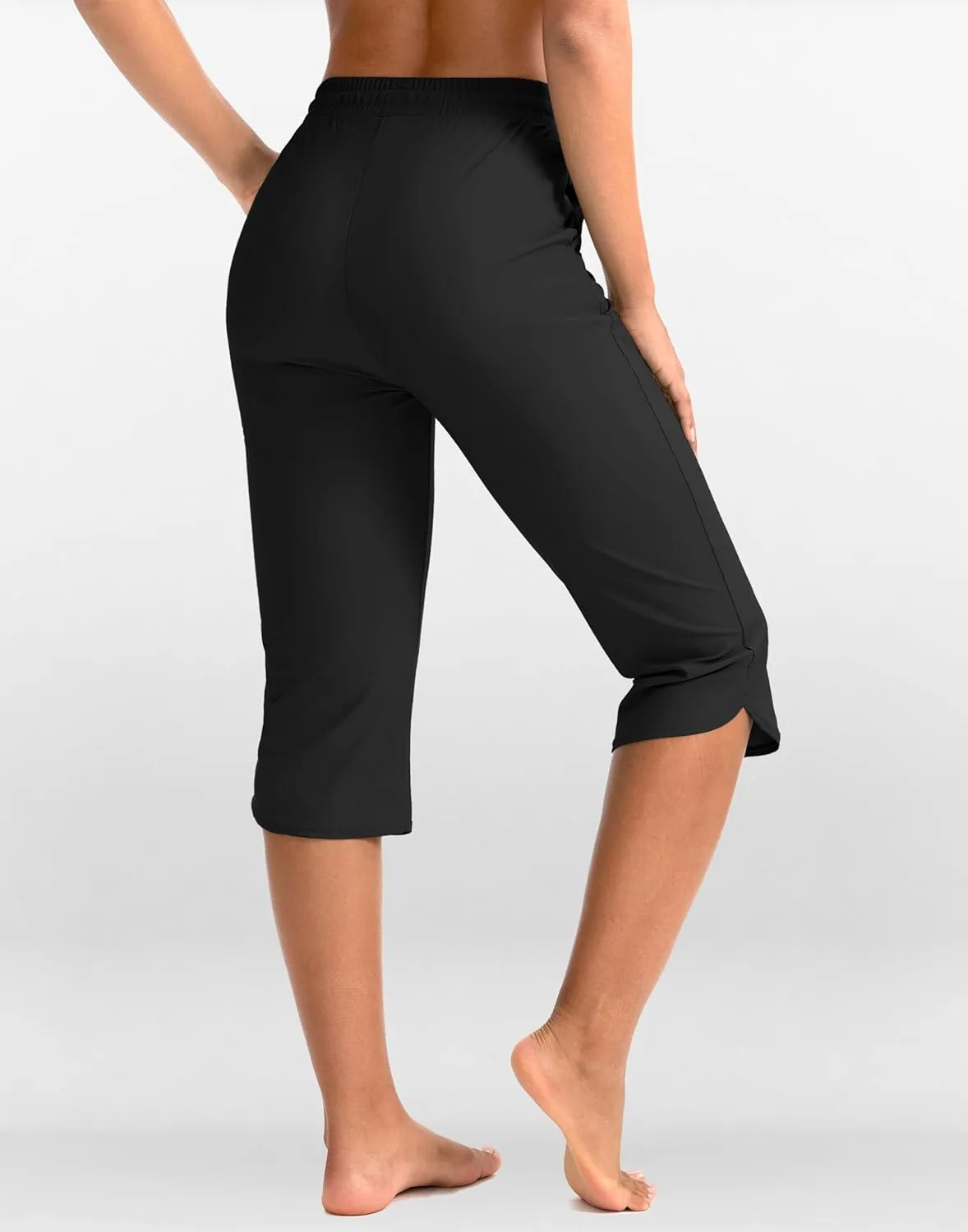 Pudolla Women's Swim Capris 18" Quick Dry UPF50  Swimsuit Pants Long Board Shorts for Women with Pockets