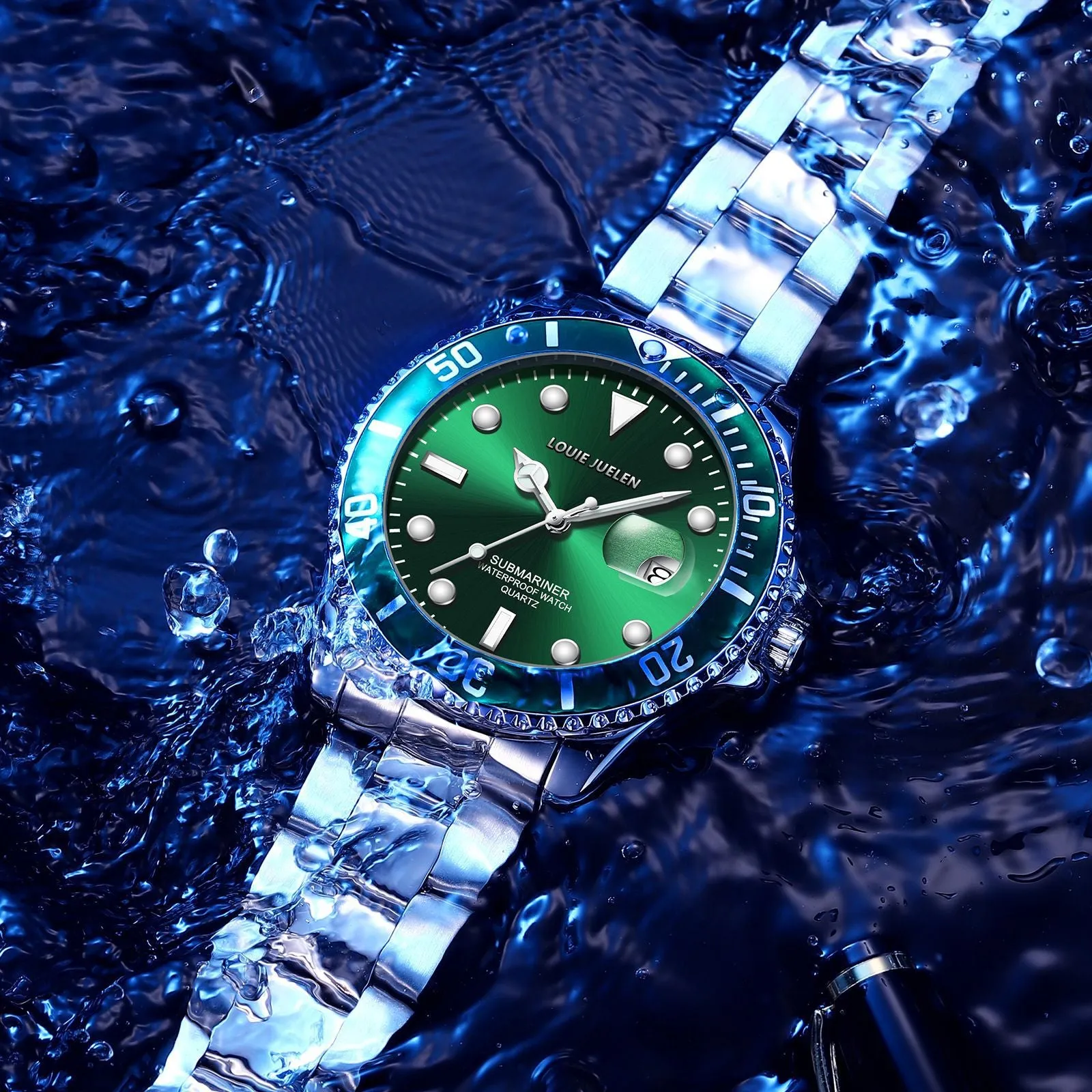 "Stylish Men's Night Light Watch with Solid Steel Belt - 2021's Hottest Fashion Calendar Timepiece!"