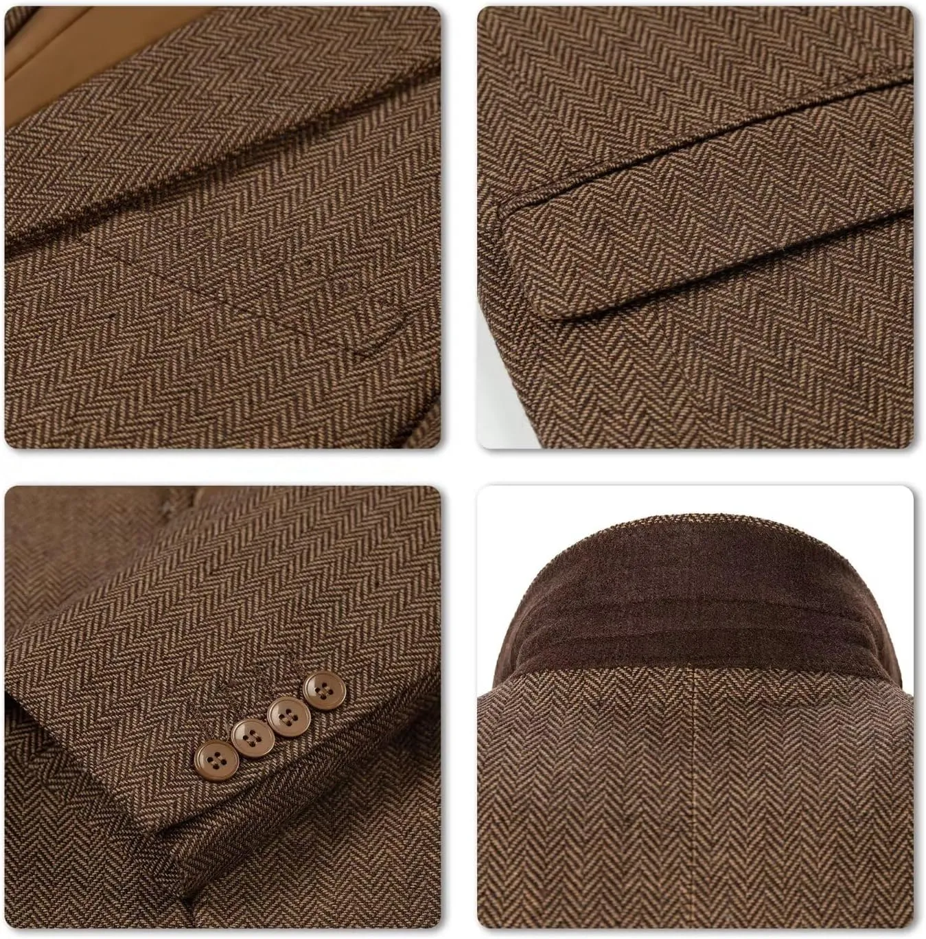 Retro 3 Piece Suit Tweed Herringbone Suit Jacket 2 Button Slim Fit Groom Men Formal Suit Vest Dress Pants Prom Tuxedo