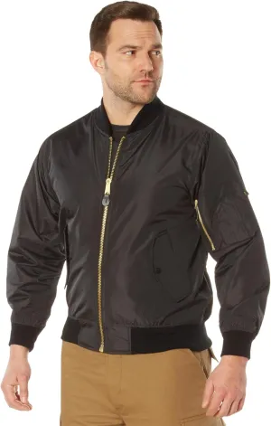 Rothco Lightweight MA-1 Flight Jacket - Iconic Bomber Style Jacket Comfortable Coat (US, Alpha, Medium, Regular, Regular, Black)