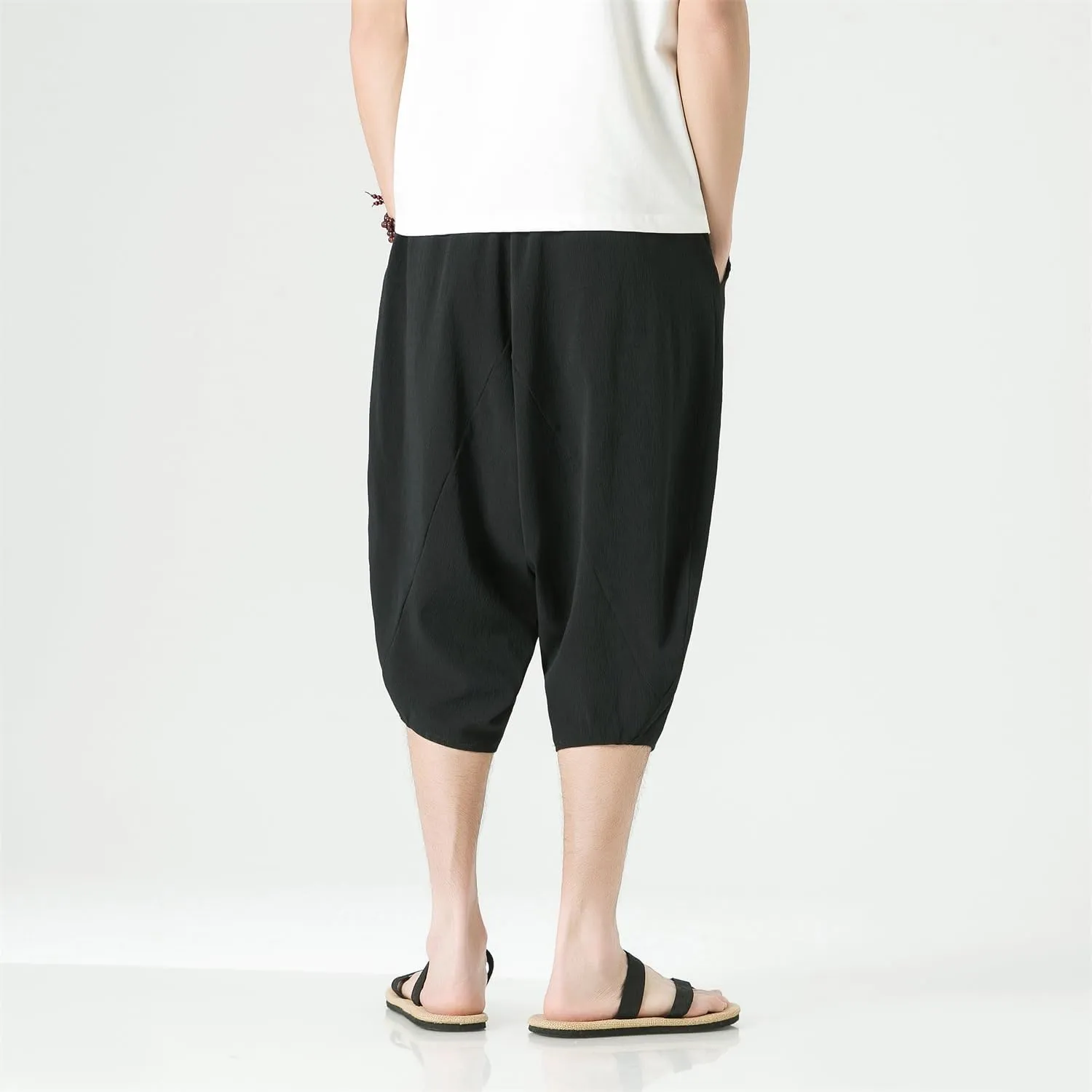 Seidarise Men's Cotton Linen Harem Pants Casual Loose Hippie Yoga Beach Pants