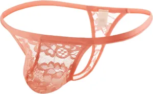 Sexy Thongs Briefs for Men Naughty Breathable Underwear Transparent Lace Thong Printed Underpants Pants