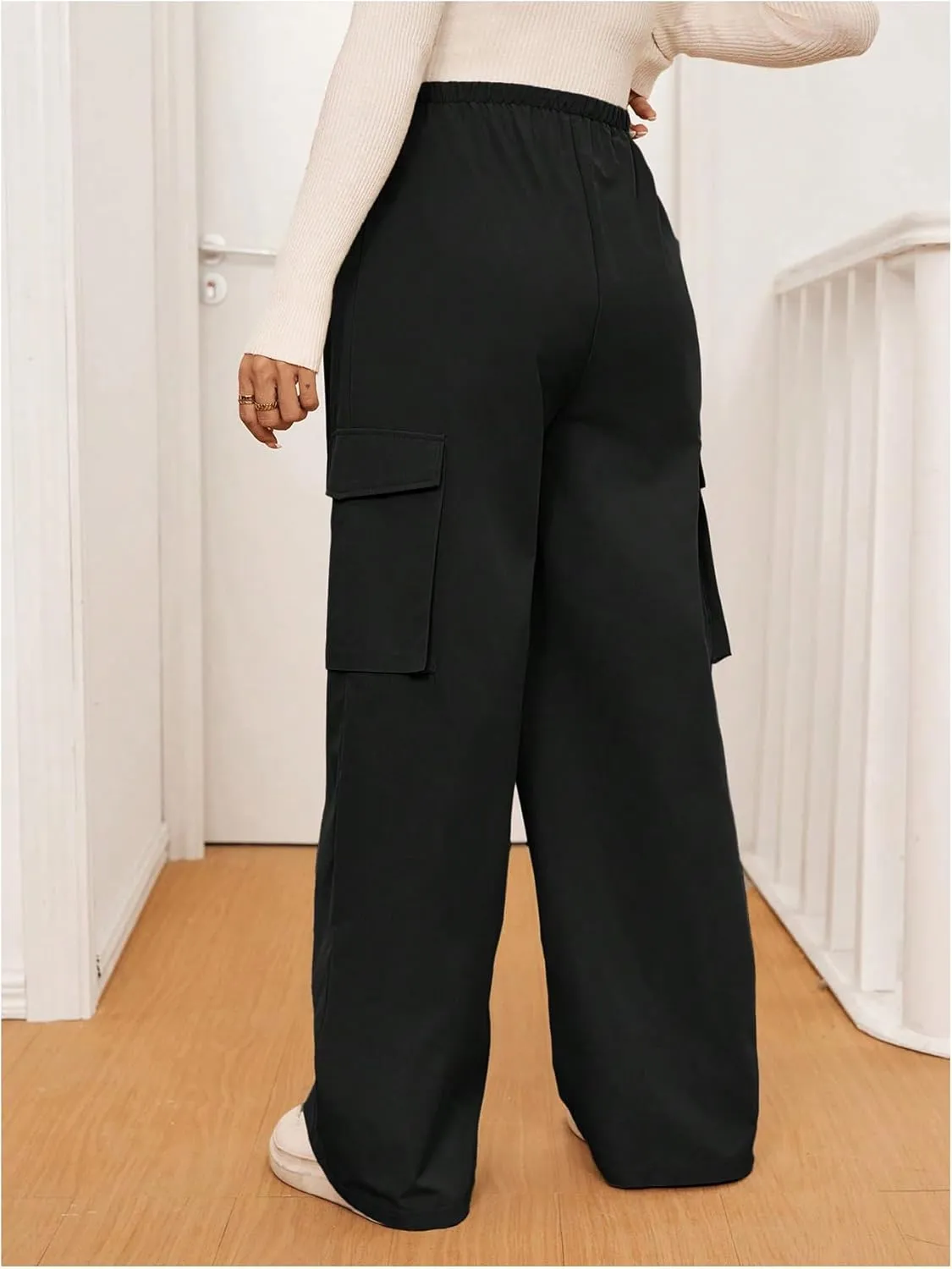 SHENHE Women's Maternity Cargo Pants High Waist Wide Leg Loose Pregnancy Trousers