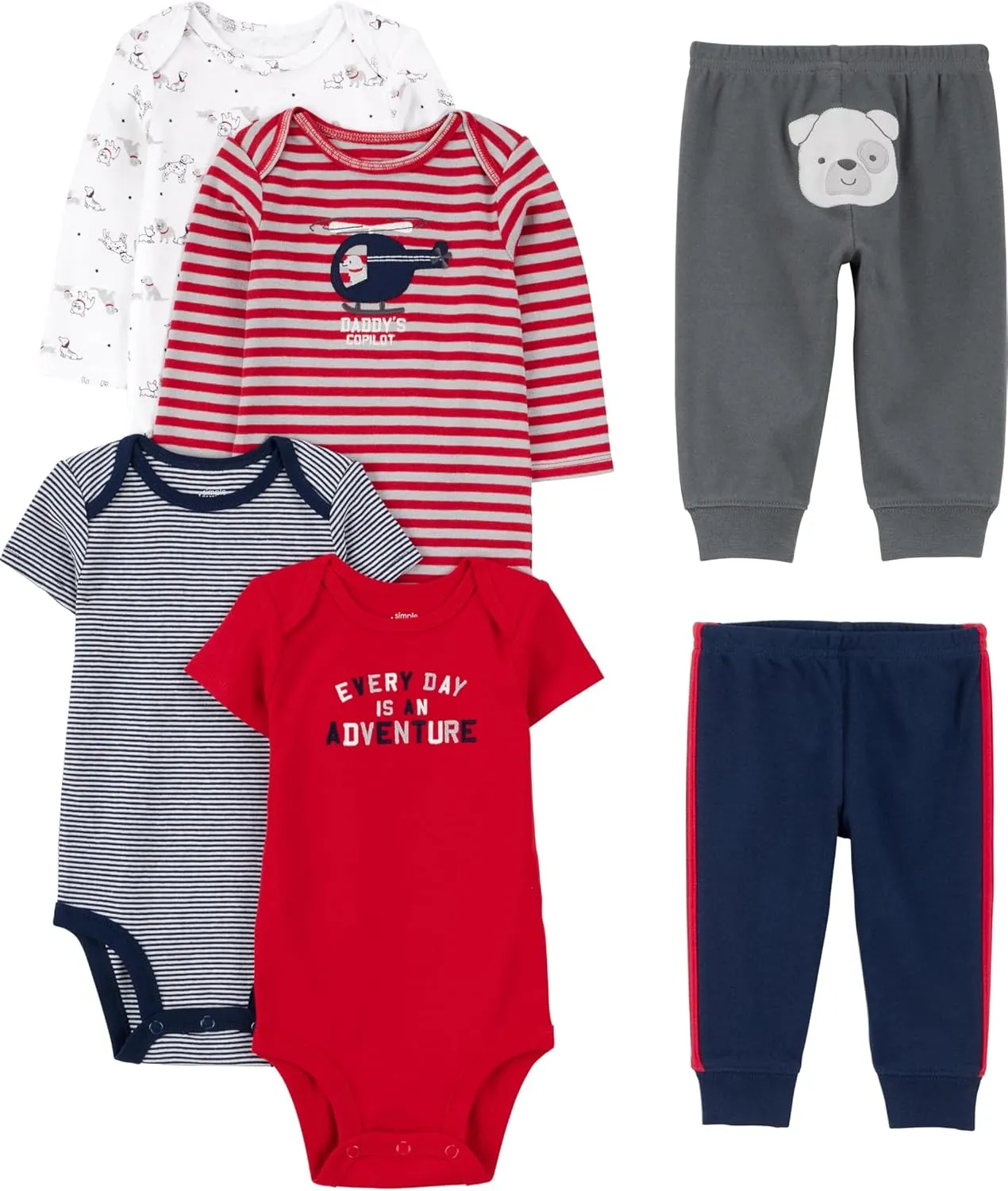 Simple Joys by Carter's Baby Boys' 6-Piece Bodysuits (Short and Long Sleeve) and Pants Set