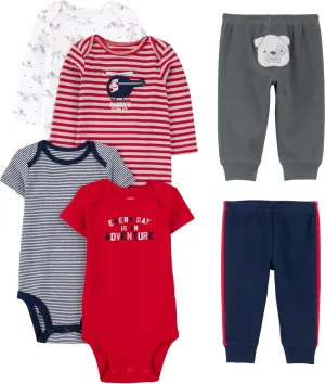 Simple Joys by Carter's Baby Boys' 6-Piece Bodysuits (Short and Long Sleeve) and Pants Set