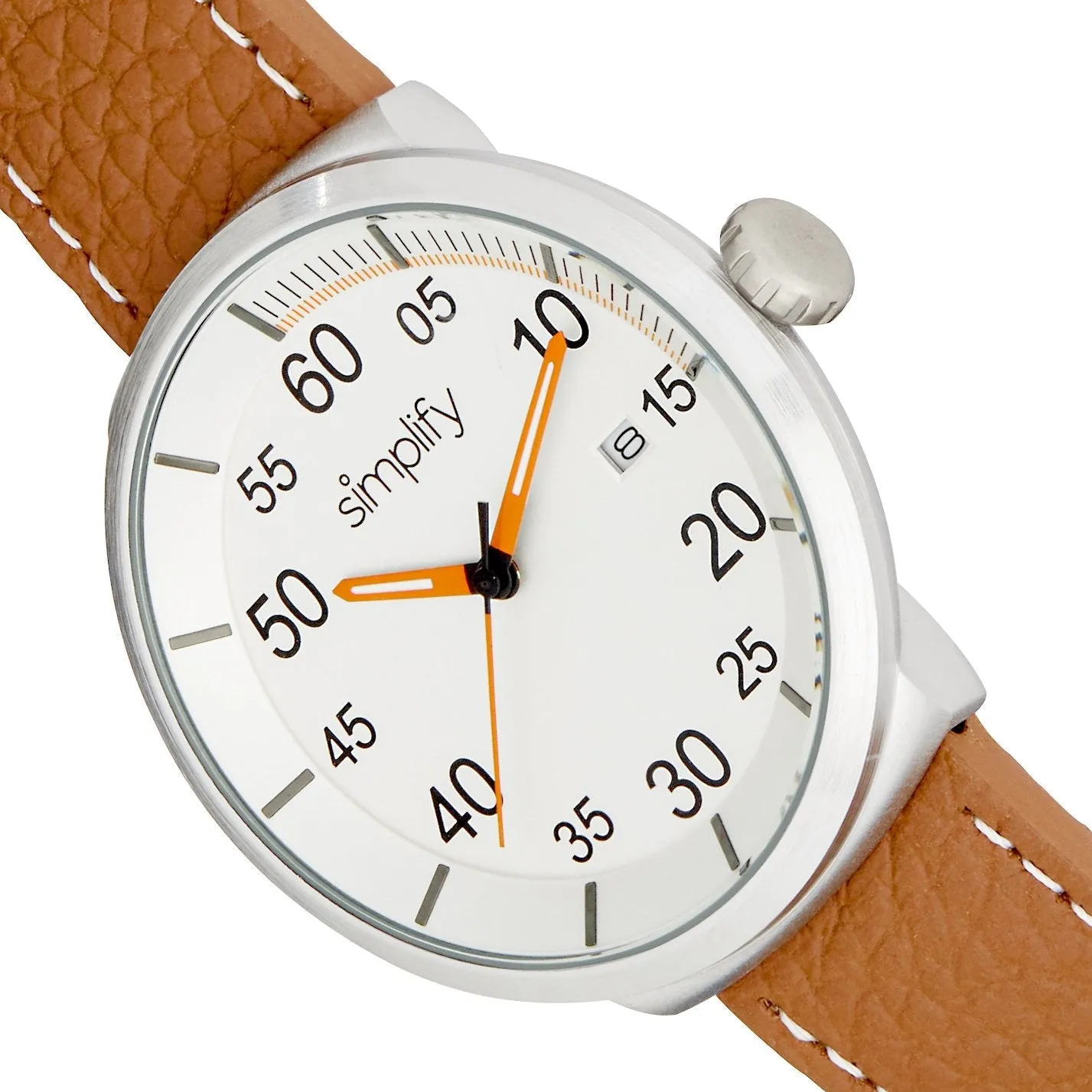 Simplify The 7100 Leather-Band Watch w/Date