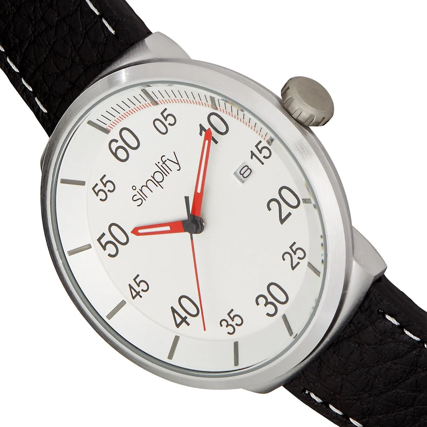 Simplify The 7100 Leather-Band Watch w/Date