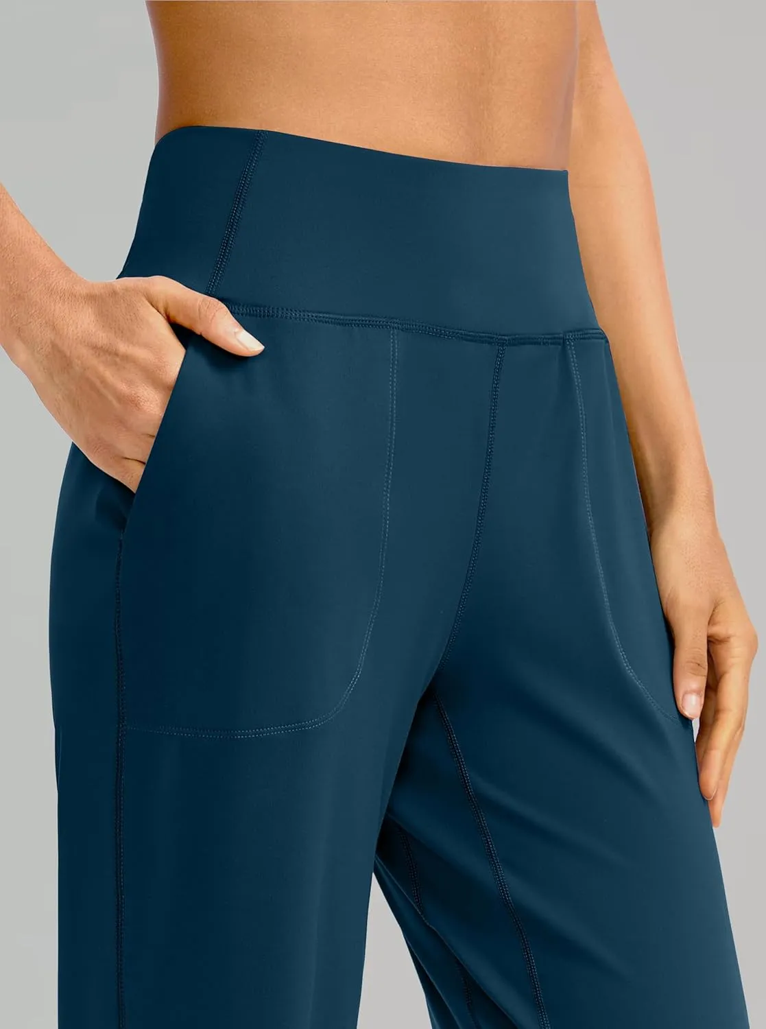 Soothfeel Wide Leg Pants for Women Yoga Work Pants with Pockets High Waist Lounge Sweatpants Dress Pants Petite/Tall 28" 30"