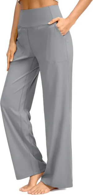 Soothfeel Wide Leg Pants for Women Yoga Work Pants with Pockets High Waist Lounge Sweatpants Dress Pants Petite/Tall 28" 30"