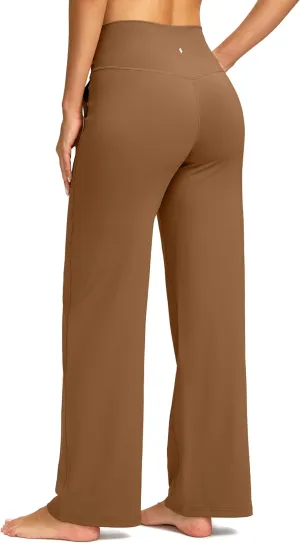 Soothfeel Wide Leg Pants Woman Yoga Pants with Pocket Crosscover High Waist Stretch Work Lounge Casual Dress Sweatpants