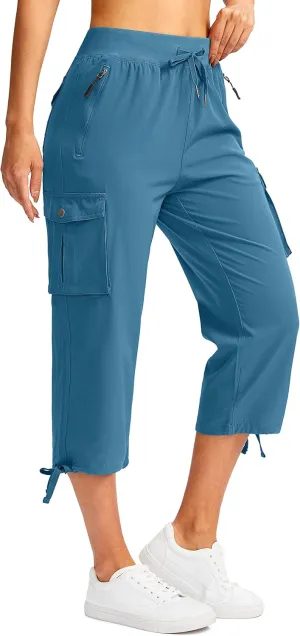Soothfeel Women's Cargo Capris Pants with 6 Pockets Lightweight Quick Dry Travel Hiking Summer Pants for Women Casual